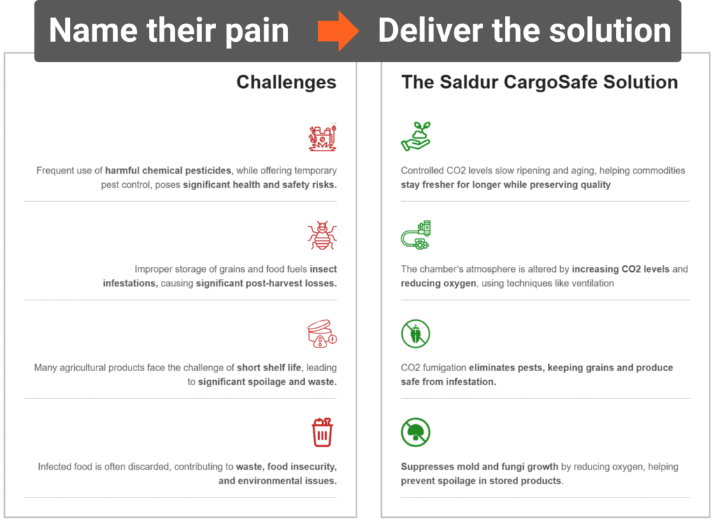 Name their pain, deliver the solution