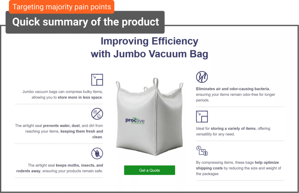 Easy to scan product summary